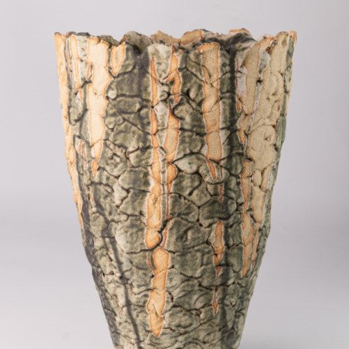 Flared Planter With Dry Green Glaze