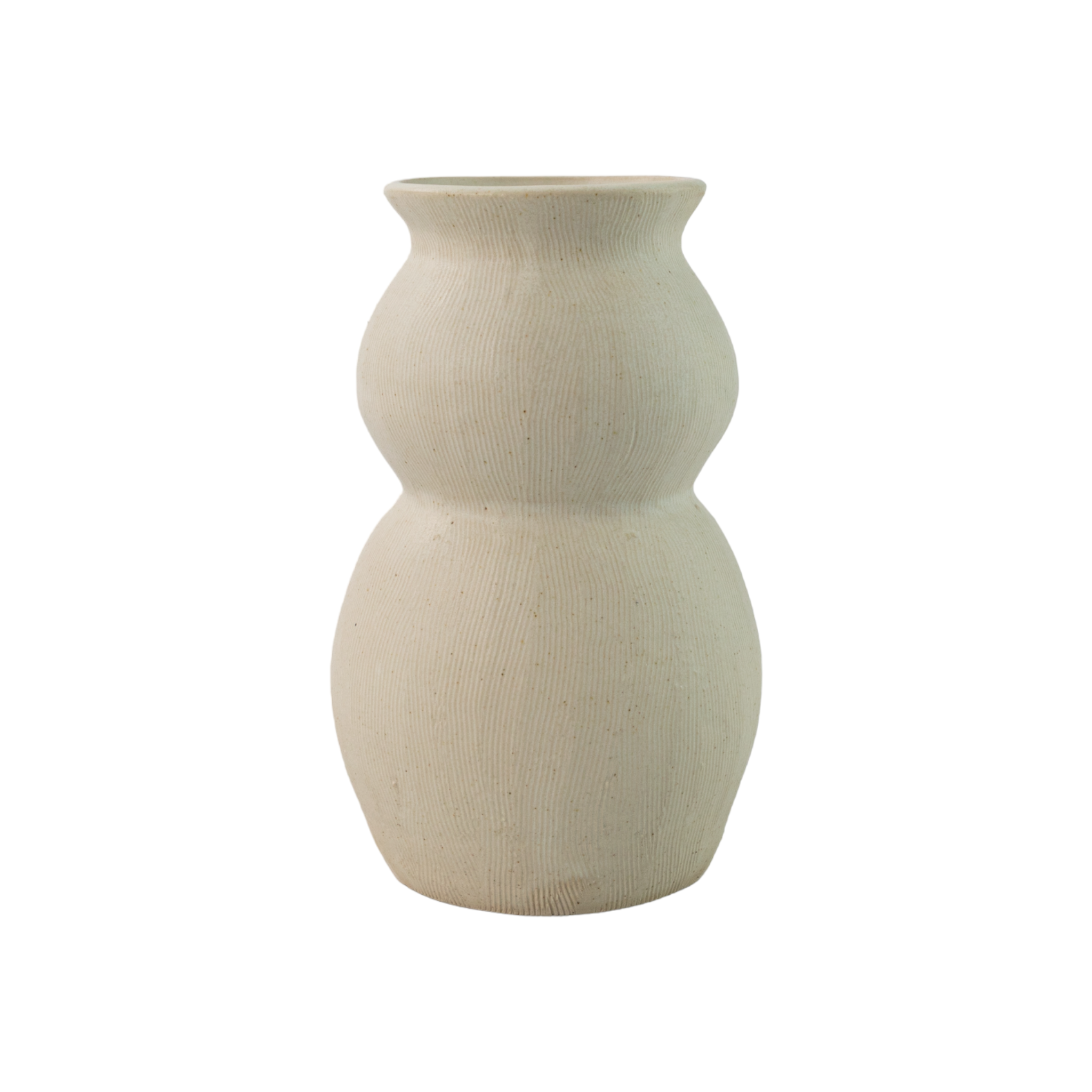 Cream Etched Open Neck Vase
