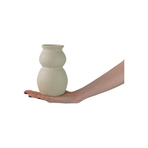 Cream Etched Open Neck Vase