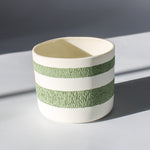 Load image into Gallery viewer, Green and White Striped Planter
