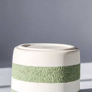 Green and White Striped Planter