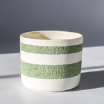 Load image into Gallery viewer, Green and White Striped Planter

