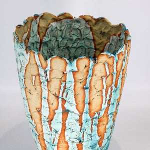 Flared Planter with Dry Blue Glaze
