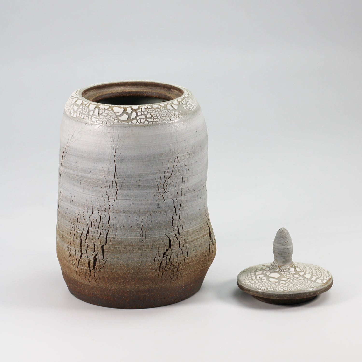 Earthy Textured Urn with Crackle Glaze
