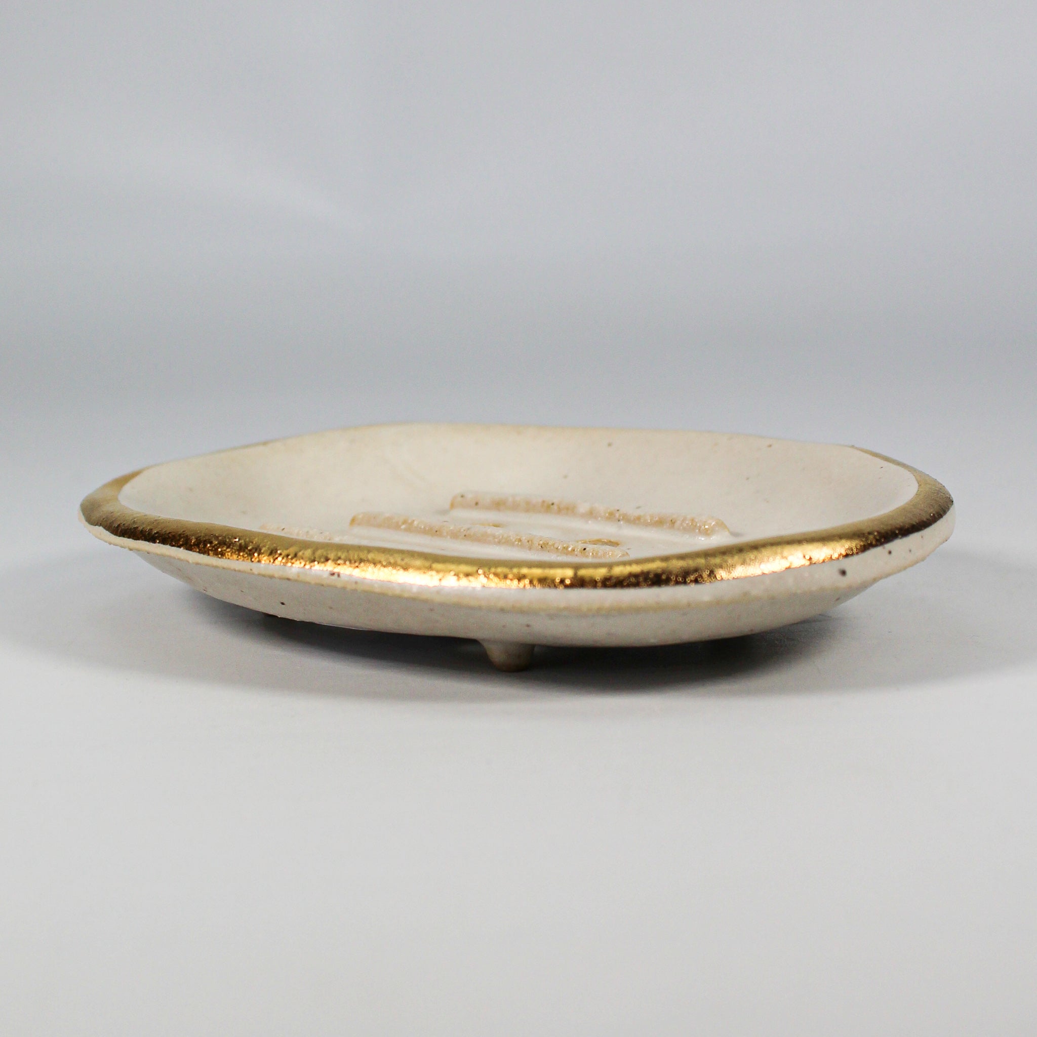 Gold and White Soap Dish