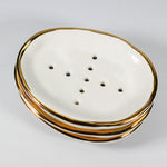 Load image into Gallery viewer, Gold and White Soap Dish
