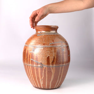 Wood-fired Orange Drip Vase