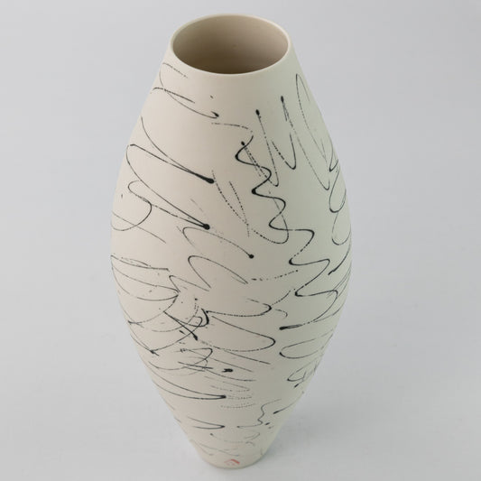 Black Scribble Oval Vase