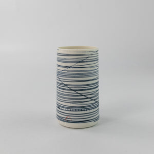 Tall Cup with Blue Lines Detail