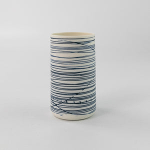 Tall Cup with Blue Lines Detail