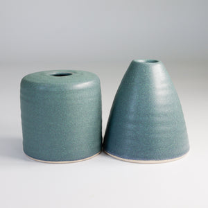 Pair of handmade small pottery bud vases 