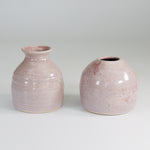 Load image into Gallery viewer, Pair of purple glazed small ceramic bud vases 
