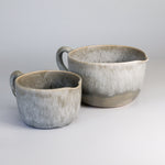 Load image into Gallery viewer, Pair of two ceramic grey glazed gravy jugs 
