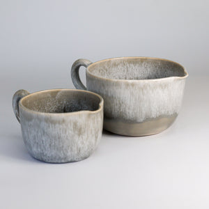 Pair of two ceramic grey glazed gravy jugs 