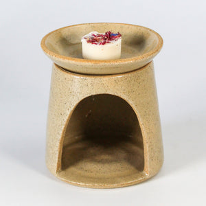 Handmade ceramic wax melt burner in speckled taupe glaze 