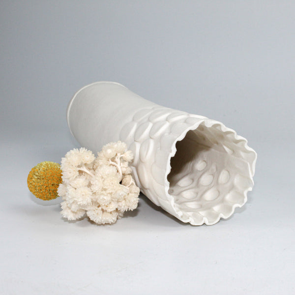 Slim porcelain vase with dried flowers Keeeps
