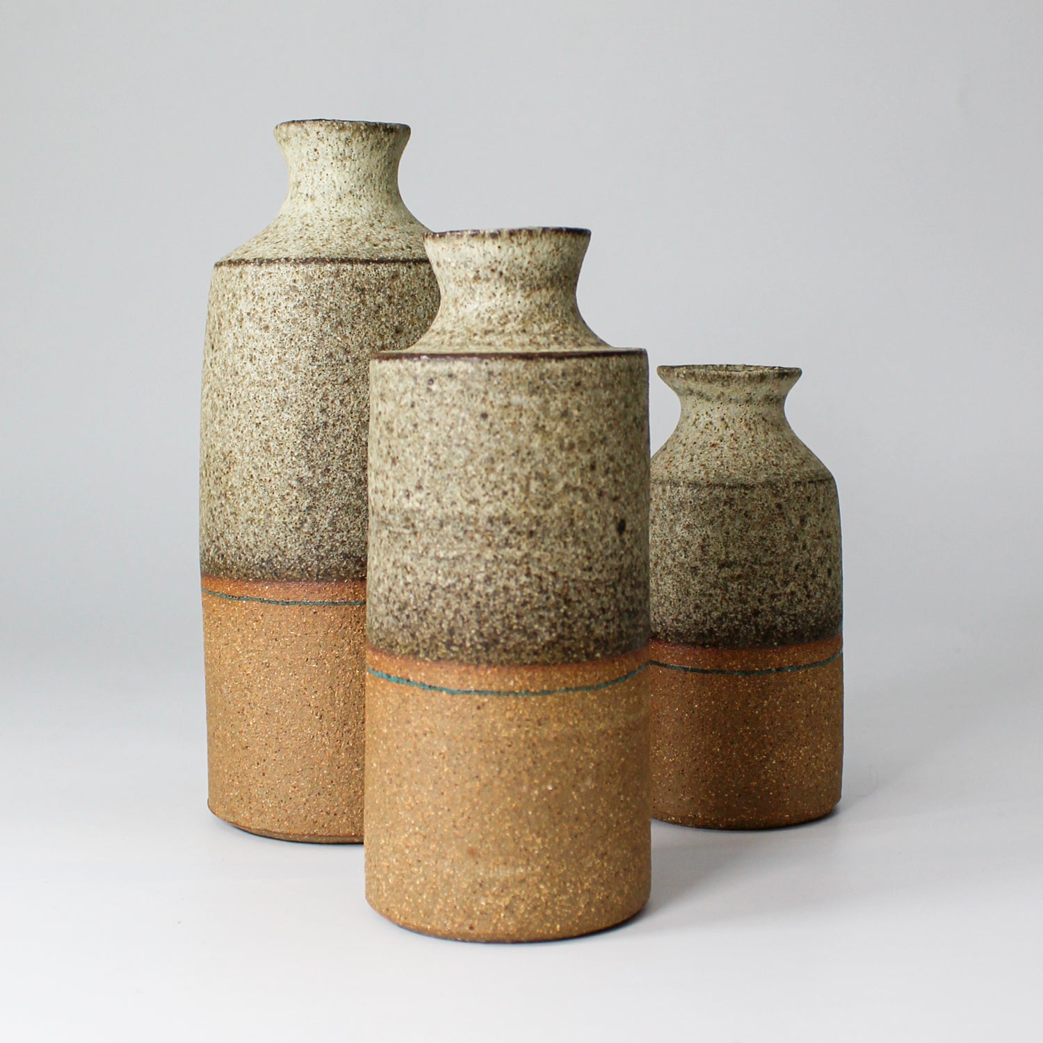 Trio of natural vases