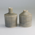 Load image into Gallery viewer, Pair of grey pottery bud vases. Handmade.
