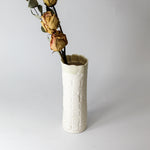Load image into Gallery viewer, White handmade porcelain vase with dried flowers in
