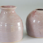 Load image into Gallery viewer, Close up of purple small handmade ceramic bud vases 
