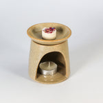 Load image into Gallery viewer, Handmade pottery wax melt burner in speckled taupe glaze 
