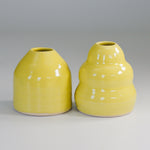 Load image into Gallery viewer, Pair of handmade small yellow pottery vases 
